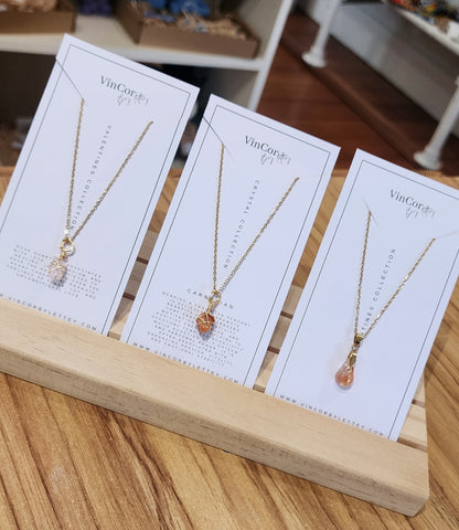 Carnelian- Wrapped Crystal Pendant drop/ Jan